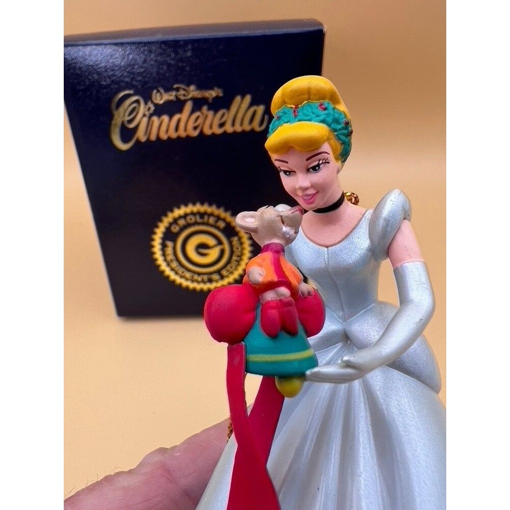 Disney CINDERELLA & MOUSE Grolier President's Edition Christmas Ornament w/Box